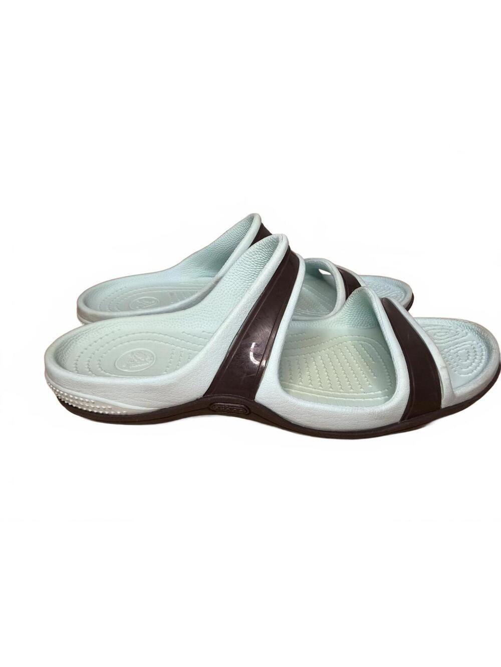 Crocs Swiftwater Sandals Size 8 Gray Blue Slip On Slide Pool Beach Resort - Picture 3 of 6